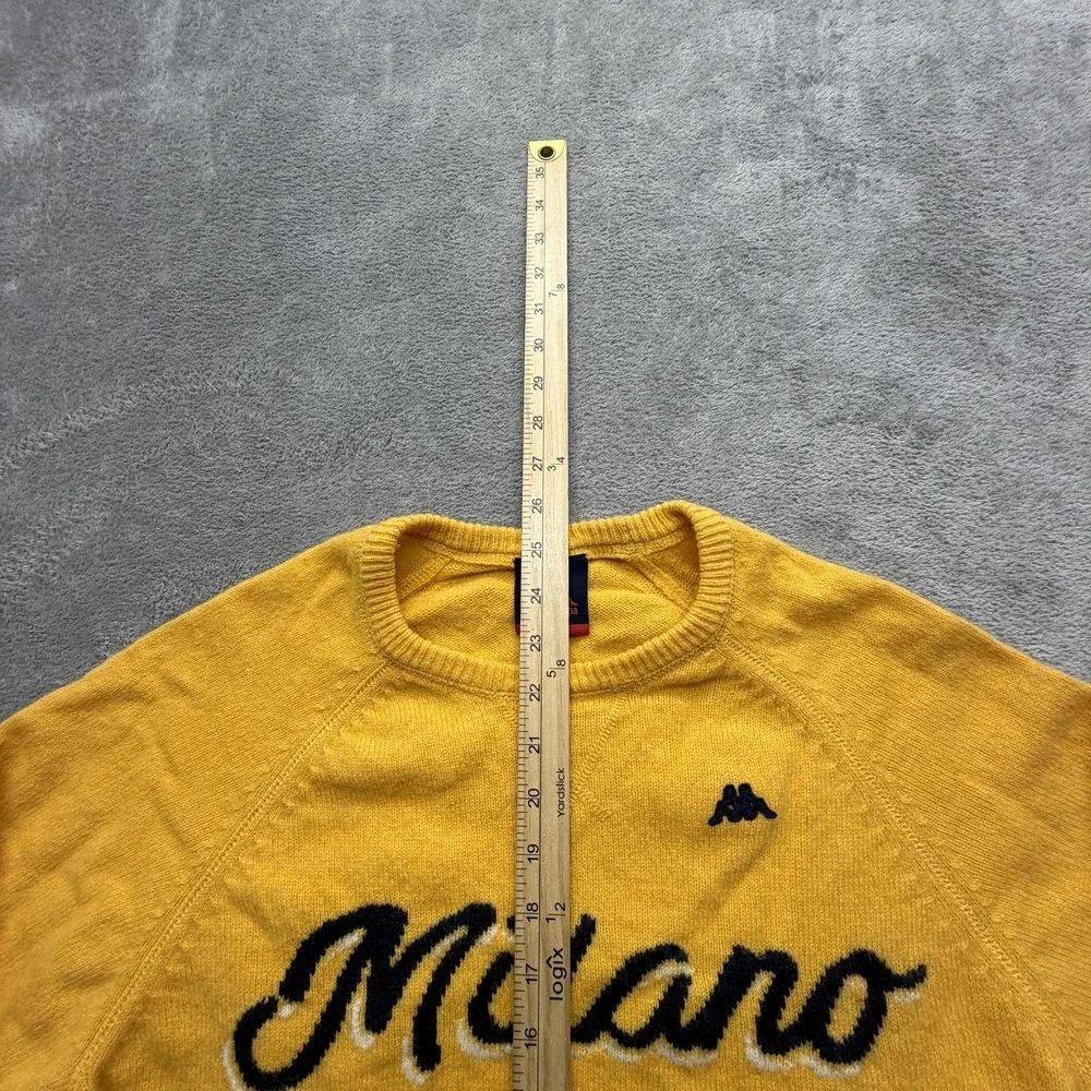 Robe Di Kappa Sweater Mens XL Yellow Milano‎ Lambswool Crewneck Graphic Pullover